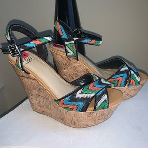 Colorful wedge heels size 6